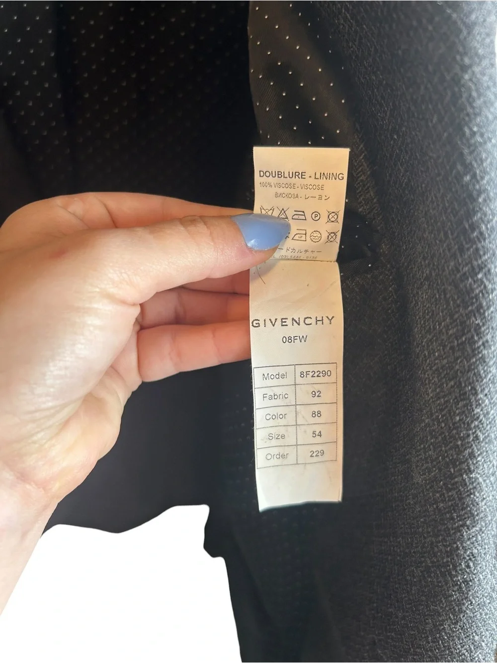 GIVENCHY Paris FW08 Mens 54 IT 44 US Charcoal Gray Cotton Blazer Italy